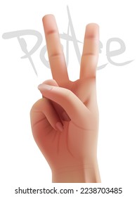 Victory Or Peace Sign By Female Hand. EPS10 Vector