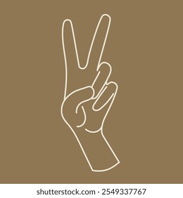 Victory and Peace sign hand flat design, victory hand gesture with two fingers up icon.The hand shows a gesture. International Peace Day.