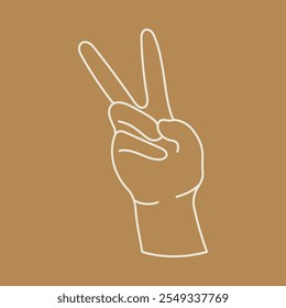 Victory and Peace sign hand flat design, victory hand gesture with two fingers up icon.The hand shows a gesture. International Peace Day.