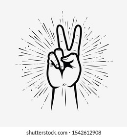 Victory or peace sign. Vector illustration