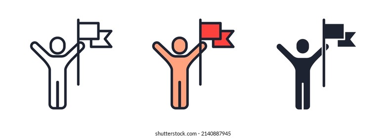 victory person standing icon symbol template for graphic and web design collection logo vector illustration