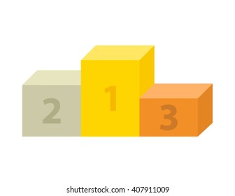 Victory Podium with first, second and third place on a black background. Vector illustration in a flat style. icon