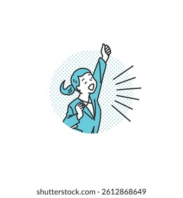 Victory Pose Businesspeople Illustration Set. Men and women in suits striking victory poses. Great for visuals on success, motivation, and achievement in business and branding.