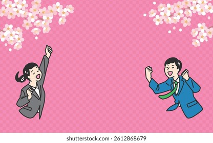 Victory Pose Businesspeople Illustration Set. Men and women in suits striking victory poses. Great for visuals on success, motivation, and achievement in business and branding.