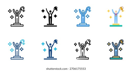 Conjunto de iconos de Victory Pose colección de estilos múltiples 

