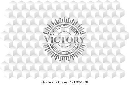  Victory realistic grey emblem with cube white background