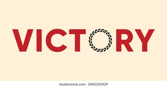 Victory Red Crown Logo Negro Deporte Negrita Diseño de tipografía directa Vector