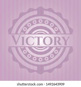 Victory retro pink emblem. Vector Illustration. Detailed.