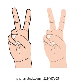 Victory Right Hand Sign Vector 