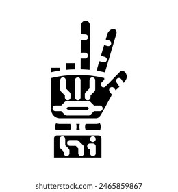 victory robot hand gesture glyph icon vector. victory robot hand gesture sign. isolated symbol illustration