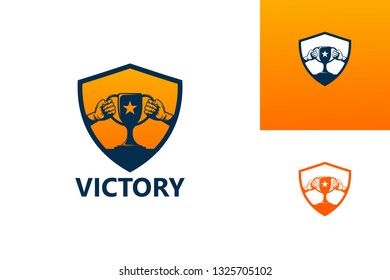 Victory Shield Logo Template Design Vector, Emblem, Design Concept, Creative Symbol, Icon