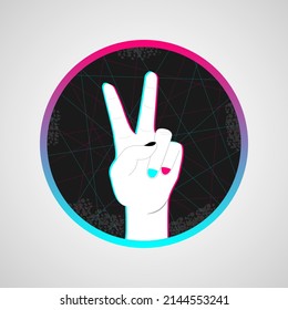 Victory sign. Communication gestures concept. Human hand, showing Victory. Icon in the style of a popular social network. Icon for social media. Vector illustration. EPS10