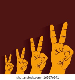 victory sign hand background vector