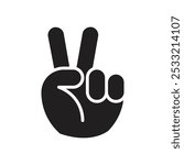 Victory sign icon Flat line illustration