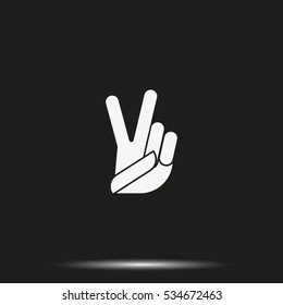 Victory sign. Peace fingers icon.