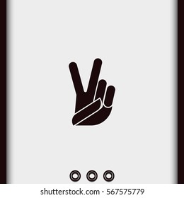 Victory sign. Peace fingers icon.