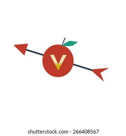 victory sign in red apple 