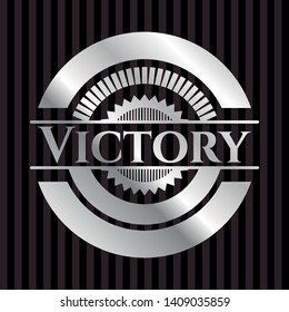 Victory silver badge or emblem. Vector Illustration. Mosaic.