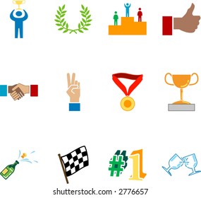 Victory and Success Icon Set Series Design Elements A conceptual icon set relating to victory and success.