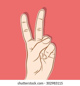 victory symbol, count two and many means for two finger gesture design vector