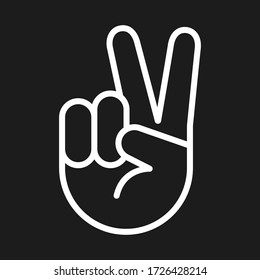 Victory symbol icon  Palm showing two fingers  Isolated  lined vector pictogram  Success  winning concept 