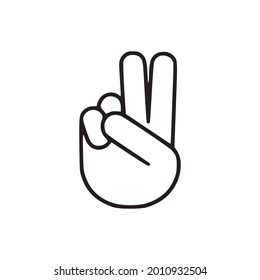 Icono de símbolo de victoria. mostrando dos dedos. Pictograma vectorial cuadrado aislado. Éxito, concepto ganador. Ilustración del vector sobre fondo blanco 