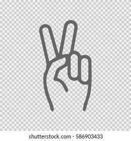 Victory symbol vector icon eps 10. V gesture sign on transparent background.