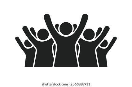 Victory team group solid icon on white background. Containing participants, group, team, organization, community, population, audience, member. Vector illustration