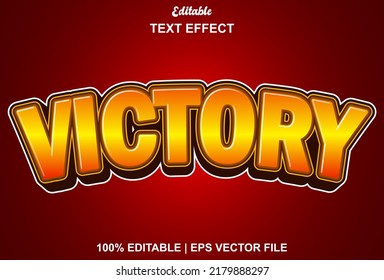 victory text effect with orange color editable.