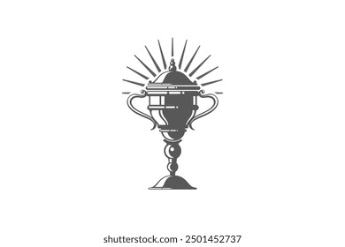 Victory trophies and awards vector logos, badges, emblems. Win cup sport, champion stamp, vector illustration