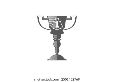 Victory trophies and awards vector logos, badges, emblems. Win cup sport, champion stamp, vector illustration