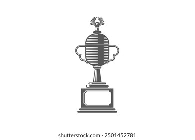 Victory trophies and awards vector logos, badges, emblems. Win cup sport, champion stamp, vector illustration