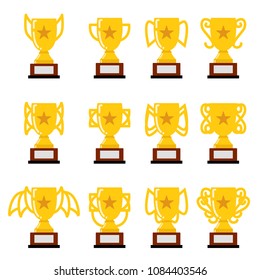 victory trophy icon flat set for your design,mark of success from the competition