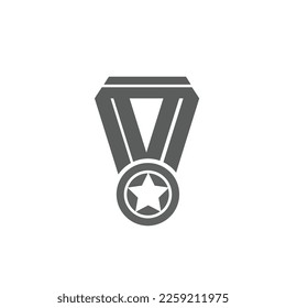 Victory trophy medal icon in solid black color. eps file so colors can be adjusted. This icon is suitable to be added to a presentation or winner's certificate.