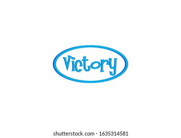 Victory typography poster with calligraphy text, isolated on white background.