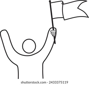 victory vector design. freedom vector design. vector design of man holding flag

