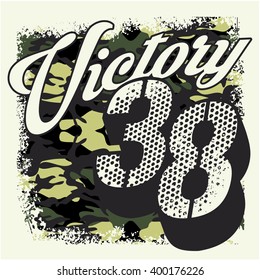 VICTORY - Vector graphics and typography t-shirt design for apparel. War theme.