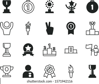 victory vector icon set such as: number, silver, network, flag, happiness, up, figure, bronze, businessman, arms, happy, certified, excitement, scroll, v, fingers, won, finger, guarantee, third
