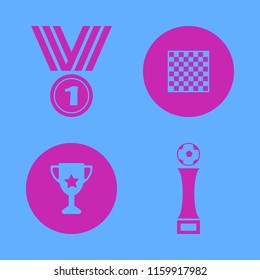 victory vector icons set. with chess board, medal, football cup and trophy cup in set