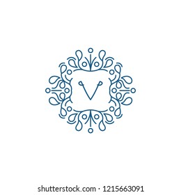 Victory water pattern logo with outline style vector isolated