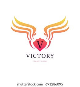victory wing logo template. vector illustration.
