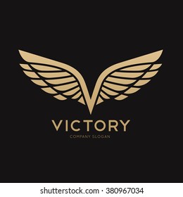 Victory ,Wing ,V letter Logo template.