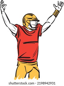 victory winner football player happy win game sports concept vector illustration