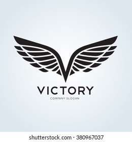 Victory,Wing,V Letter, Eagle Vector Logo Template