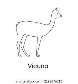 Vicuna icon line in vector, illustration of an animal.