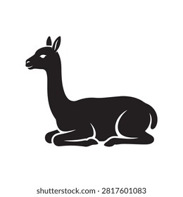 Vicuna and Lying Alpaca Silhouette Vector