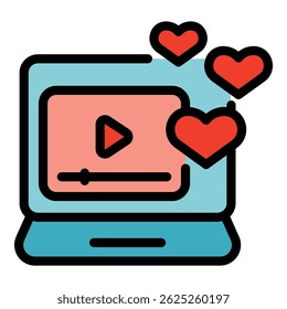 Video actuliazation icon. Outline video actuliazation vector icon color flat isolated