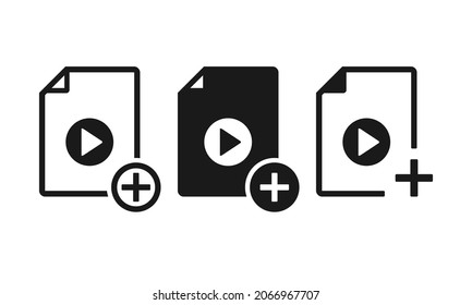 Icono de añadir vídeo. Crea una nueva película de cine. Vector de ilustración