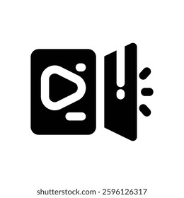video ads glyph icon. Strong and solid vector icon for websites, mobile interfaces, presentations, and visual branding. High quality and easy to edit.