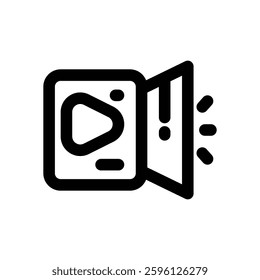 video ads line icon. Clean and minimalist vector icon for websites, mobile apps, presentations, and logos. Fully scalable and customizable for any project.